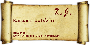 Kaspari Jolán névjegykártya