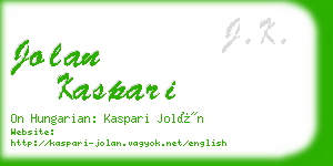 jolan kaspari business card